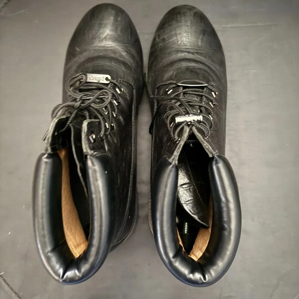 Pelle Pelle‎ Men's Black Alligator Embossed Combat Lug Boots Sz 13